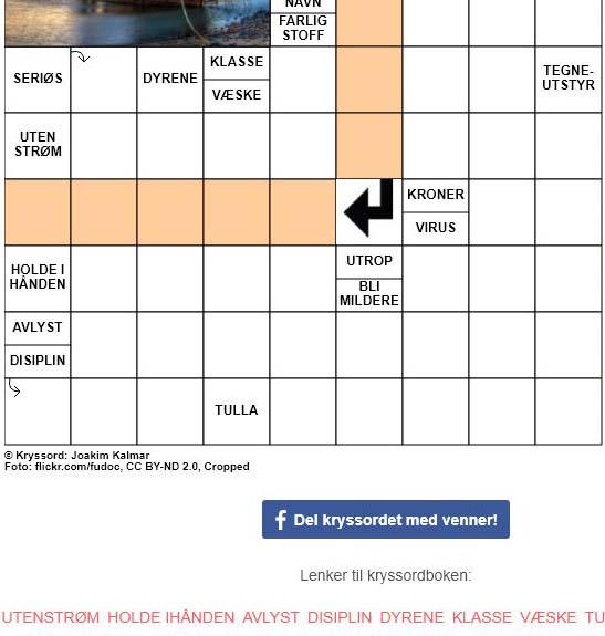 Dagens kryssord - 23. Juni - 2018