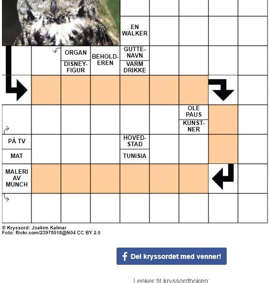 Dagens kryssord - 29. Oktober - 2017