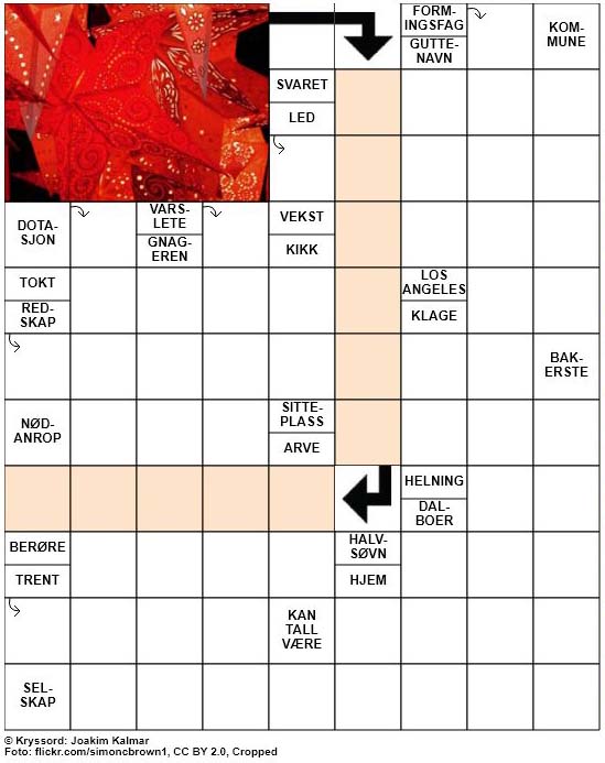 Dagens kryssord – 7. Desember – 2018