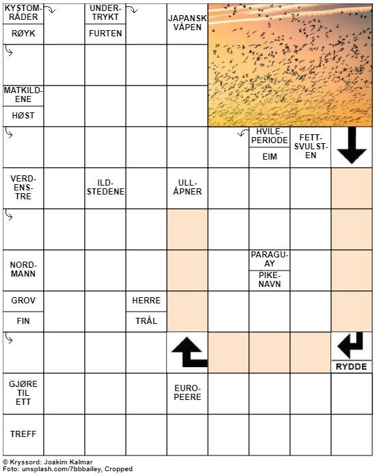 Dagens kryssord – 7. Oktober – 2019