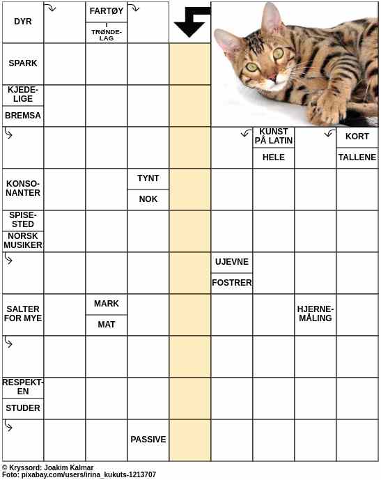 Dagens kryssord – 1. Mars - 2023