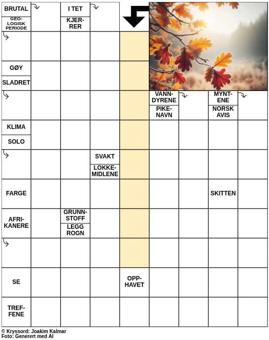Dagens kryssord – 7. November - 2023