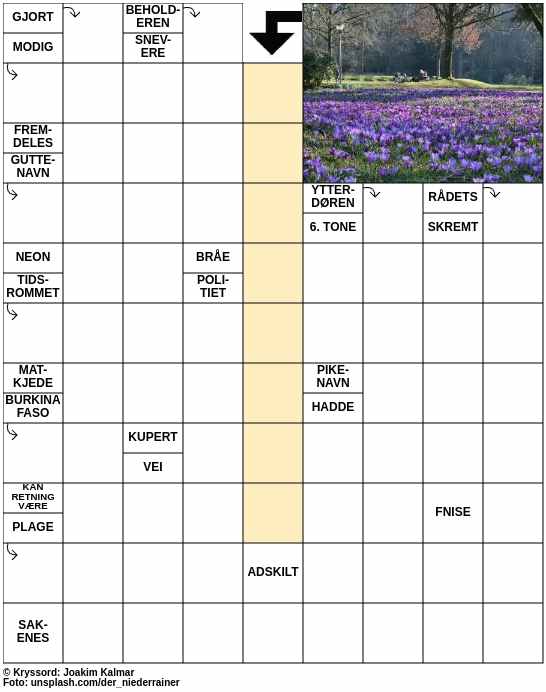 Dagens kryssord – 21. April - 2024