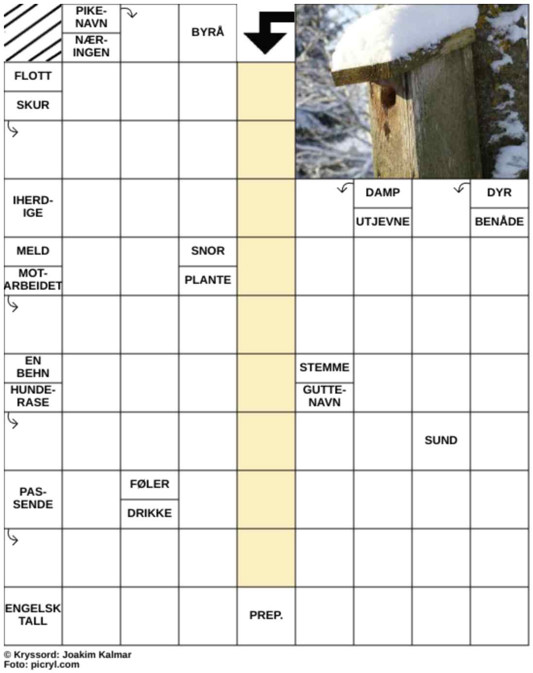 Dagens kryssord – 11. Mars - 2026